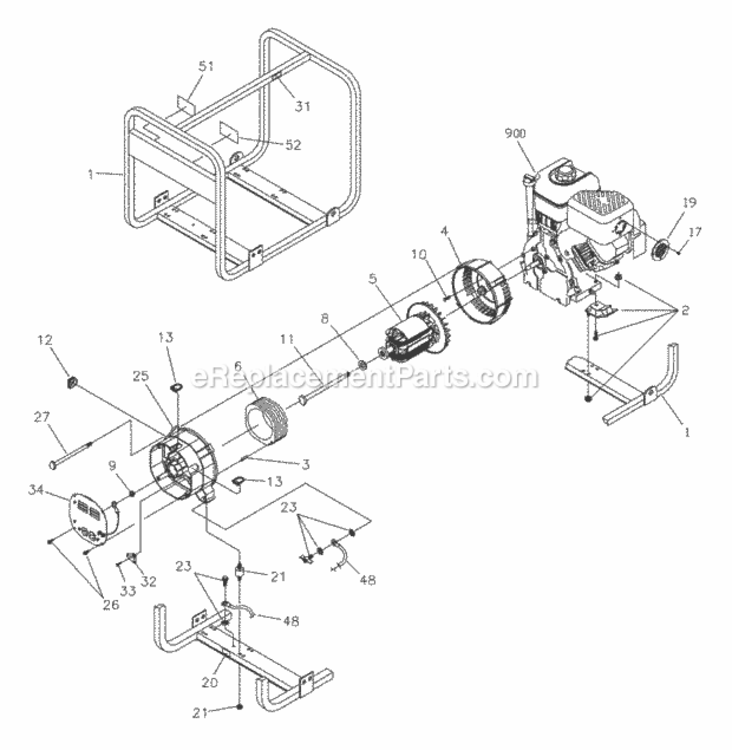 Main_Unit Diagram and Parts List for 1800-0  Briggs and Stratton Generator